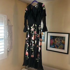 ASOS floral embroidered ruffle midi dress